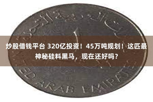 炒股借钱平台 320亿投资！45万吨规划！这匹最神秘硅料黑马，现在还好吗？