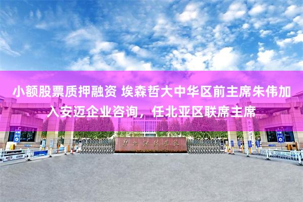 小额股票质押融资 埃森哲大中华区前主席朱伟加入安迈企业咨询，任北亚区联席主席