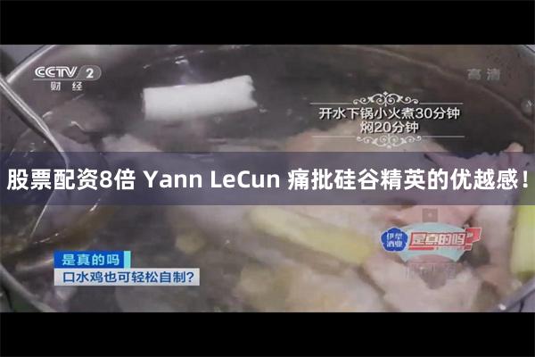 股票配资8倍 Yann LeCun 痛批硅谷精英的优越感！